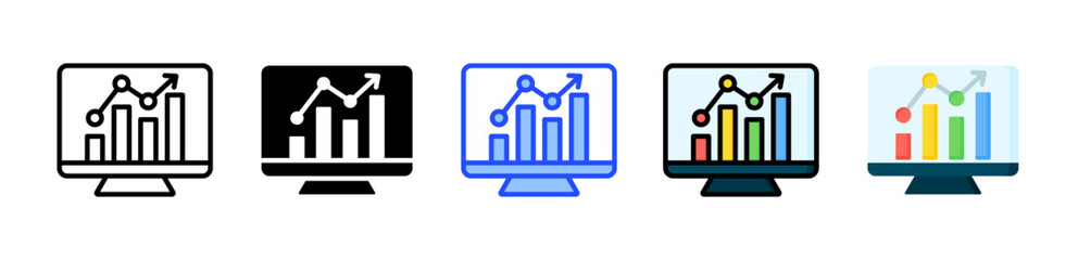 Graph Visualization Icon Collection With Multiple Styles