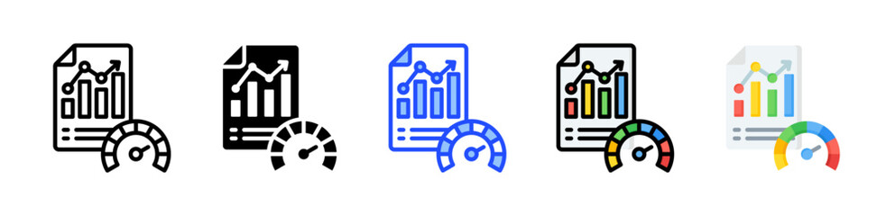 Performance Report Icon Collection With Multiple Styles
