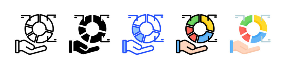 Pie Chart Icon Collection With Multiple Styles