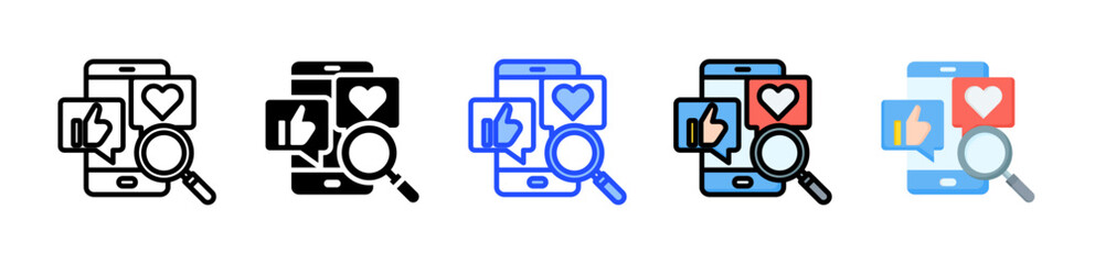 Social Media Metrics Icon Collection With Multiple Styles
