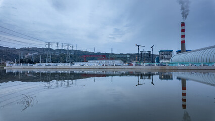 aerial view modern power station