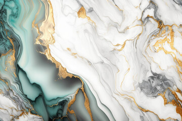 Marble gray green white golden texture background