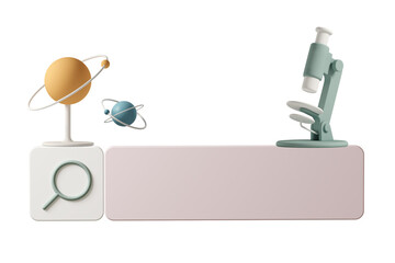 search bar with microscope and miniature planets