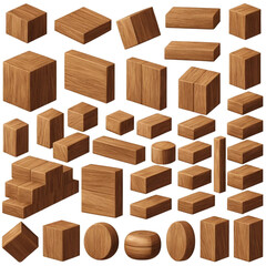  Collection of Wooden Blocks in Various Shapes for Education and Craft Photography Enthusiasts 