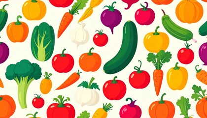 Obraz premium Colorful Vegetable Pattern Background