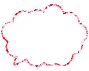 ステンドグラス風吹き出し　三角形模様　丸みのある雲形