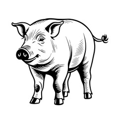 Fototapeta premium cute pig cartoon on white background
