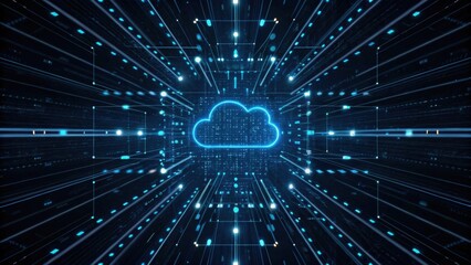 Abstract gradient Science technology and medical. Futuristic digital cloud network with data streams and glowing lines.
