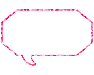 ステンドグラス風吹き出し　三角形模様　細長い八角形