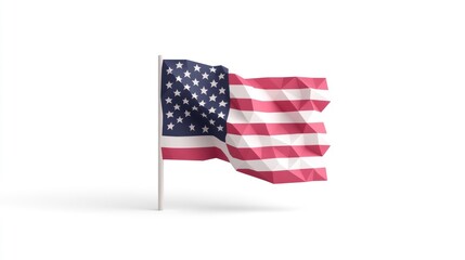 Obraz premium Geometric American flag waving on a white background