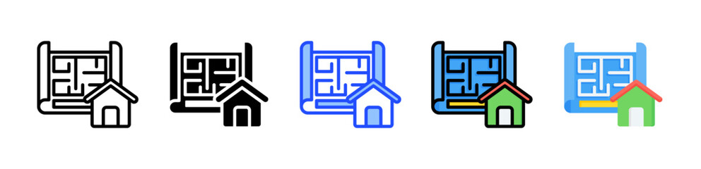 Blueprint Icon Collection With Multiple Styles