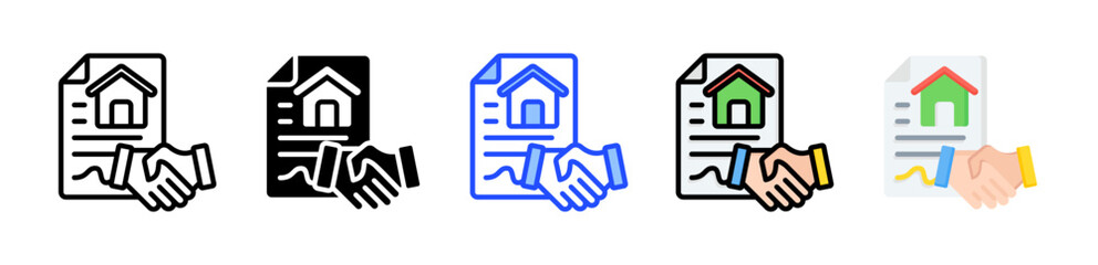 Rental Agreement Icon Collection With Multiple Styles