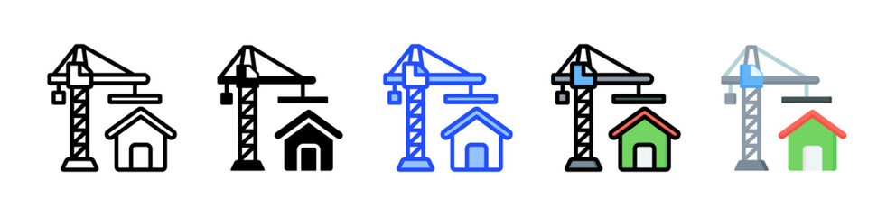 Real Estate Development Icon Collection With Multiple Styles