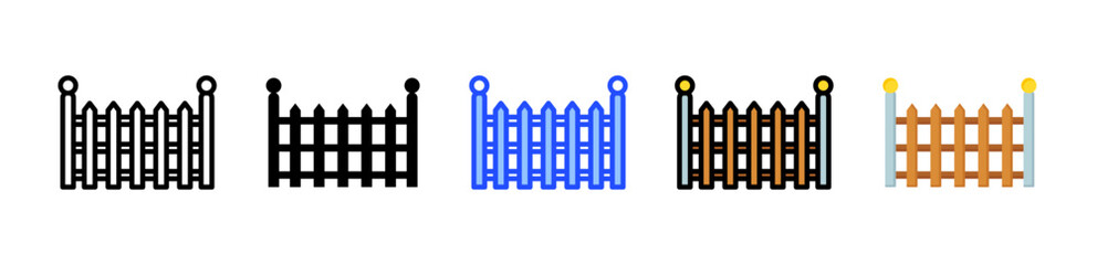 Fence Icon Collection With Multiple Styles