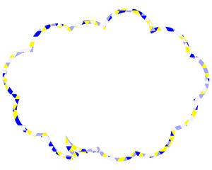 ステンドグラス風吹き出し　三角形模様　丸みのある雲形