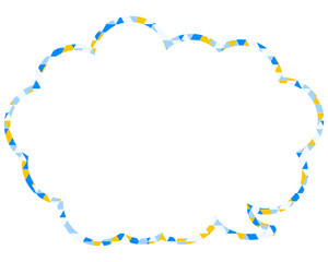 ステンドグラス風吹き出し　三角形模様　丸みのある雲形