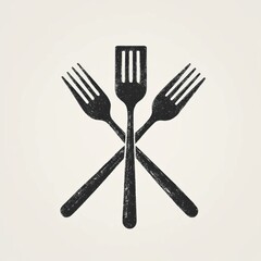 An artistic illustration of three forks crossing each other