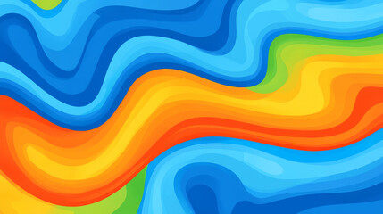 abstract background featuring flowing waves of blue, orange, yellow, and green colors, creating sense of movement and energy. This design evokes feelings of creativity and dynamism