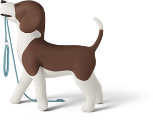 dog walking and carrying leash