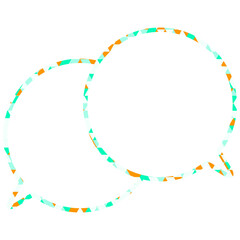ステンドグラス風吹き出し　三角形模様　重なる会話