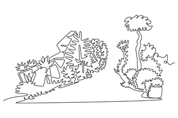 Fototapeta premium Neighbor sharing concept. Single line draw design. Vector graphic illustration