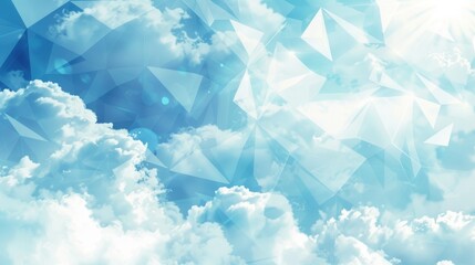 Abstract vibrant geometric shapes on surface of sky theme design express scene of seamless patterns style. Arranging geometry scenery in fractal pattern perfect for wallpaper and background. AIG51.