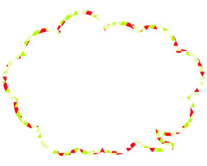 ステンドグラス風吹き出し　三角形模様　丸みのある雲形