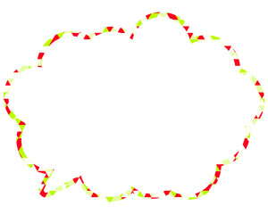 ステンドグラス風吹き出し　三角形模様　丸みのある雲形
