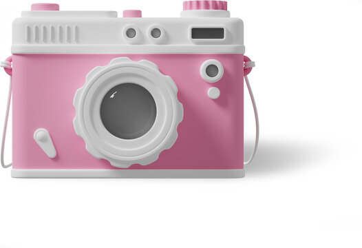 front view of pink camera