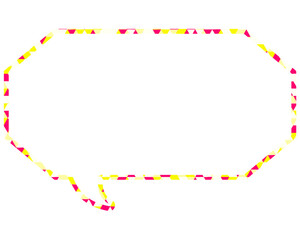 ステンドグラス風吹き出し　三角形模様　細長い八角形
