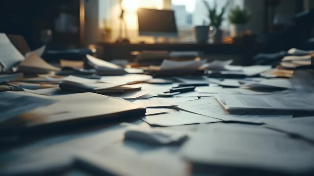 Overwhelmed: Scattered Papers on a Desk
