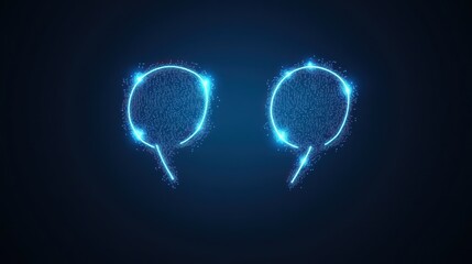Glowing quote marks on dark background, website design