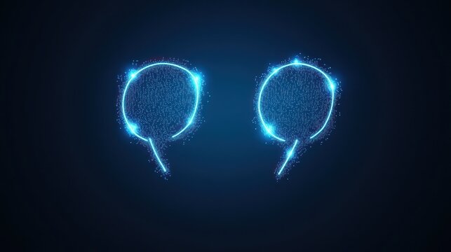 Glowing quote marks on dark background, website design