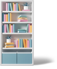 Bookcase with books and plants
