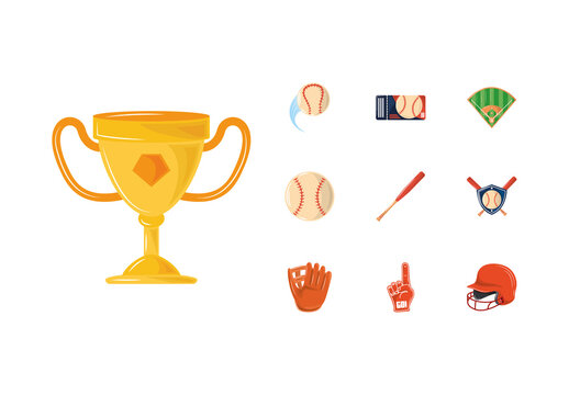 Colorful Baseball Championship Equipment Illustration Set