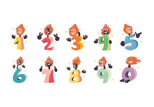 Colorful Playful Cartoon Birthday Candle Illustration Set