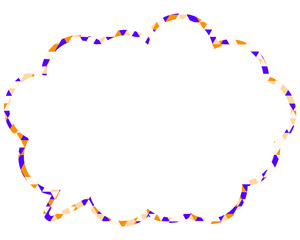 ステンドグラス風吹き出し　三角形模様　丸みのある雲形