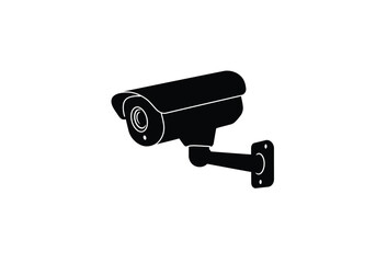 CCTV Camera Silhouette. A black silhouette image of a CCTV camera, referred to as a security camera or surveillance camera, used for monitoring and safety purposes. Vector clipart illustration design.