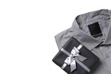 Father's Day, Grey shirt and gift box, isolated on white, PNG