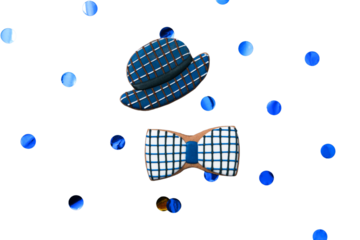 Father's Day, Festive blue cookies for Dad, isolated on white, PNG