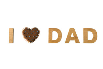 Father's Day, Dad on a heart cookie, isolated on white, PNG