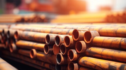 Stack of Rusty Metal Pipes