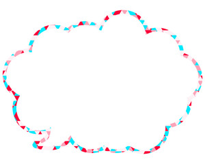 ステンドグラス風吹き出し　三角形模様　丸みのある雲形