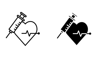 heartbeat with injection syringe icon vector