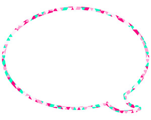 ステンドグラス風吹き出し　三角形模様　丸形