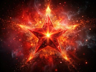 Surreal Red Star, Cosmic Nebula, Dark Galaxy, Black Space Background, Vibrant Astronomy Photography