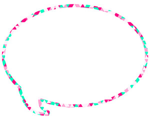 ステンドグラス風吹き出し　三角形模様　丸形