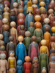 Wooden and colored figures representing diversity and inclusion