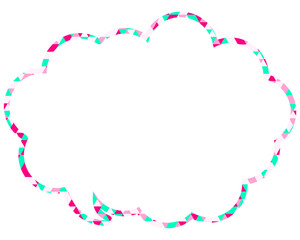 ステンドグラス風吹き出し　三角形模様　丸みのある雲形