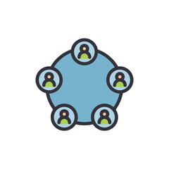 Community colored icons, minimalist vector illustration ,simple transparent graphic element .Isolated on white background